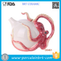 Great Gift Red Circular Octopus Ceramic Teapot